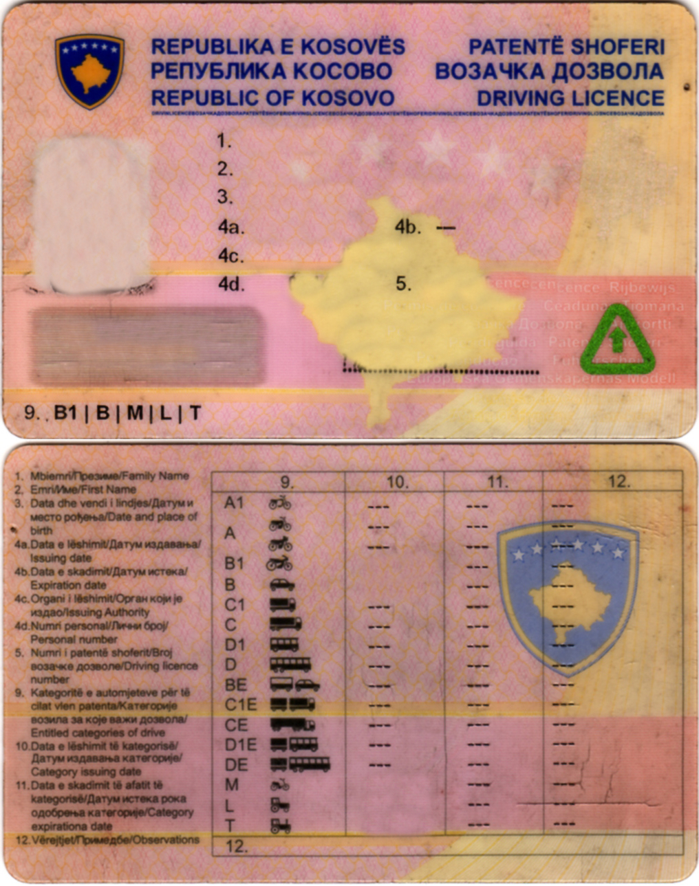 Illustrative example for the translation of: Driving licence